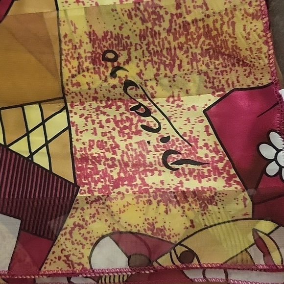 Bijoux TERNER Magenta Yellow Cubic Picasso Satin Whimsy Scarf - Picture 6 of 9